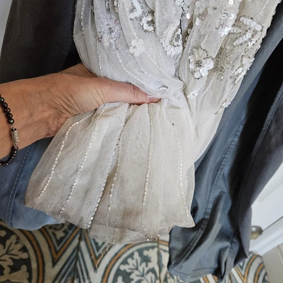 Ivory & White Beaded Gown - Picture 14 of 16